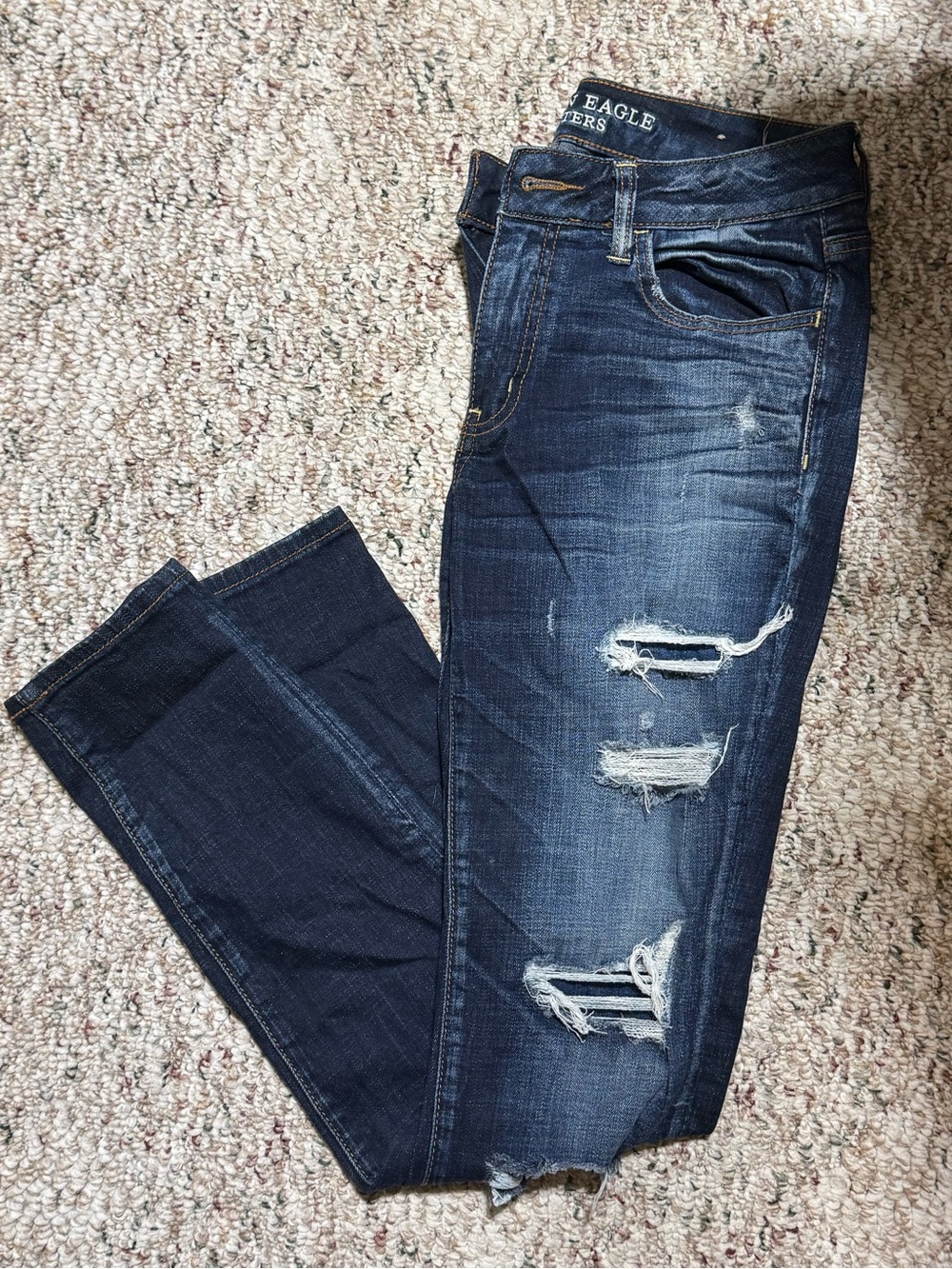 American Eagle Outfitters Women's Dark Blue Distressed Skinny Jeggings